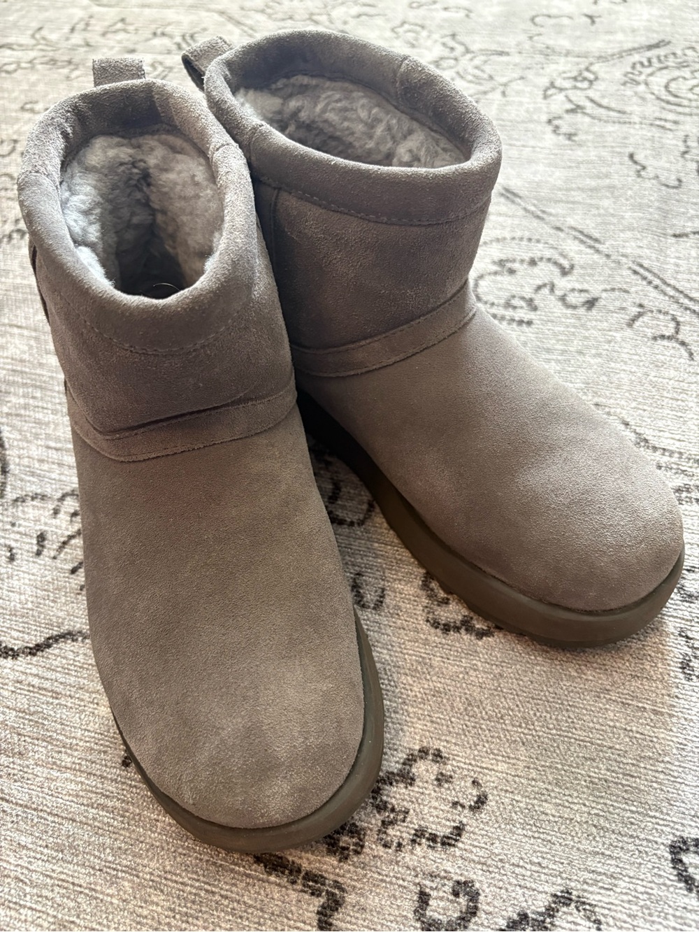UGG Gray Suede Mini Boots